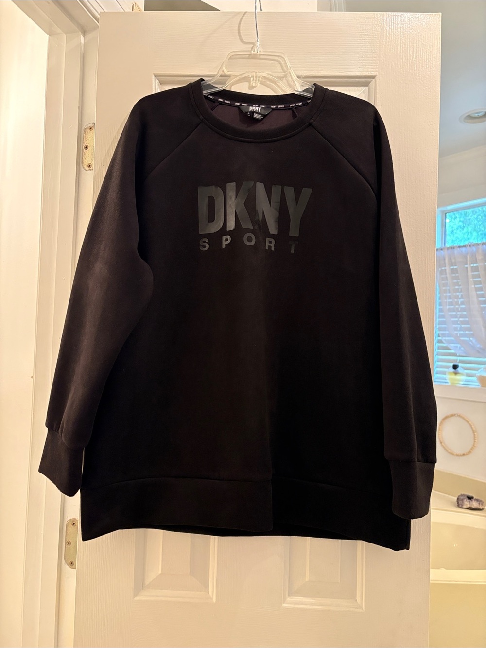 DKNY Black Tonal Logo Crew Sweatshirt